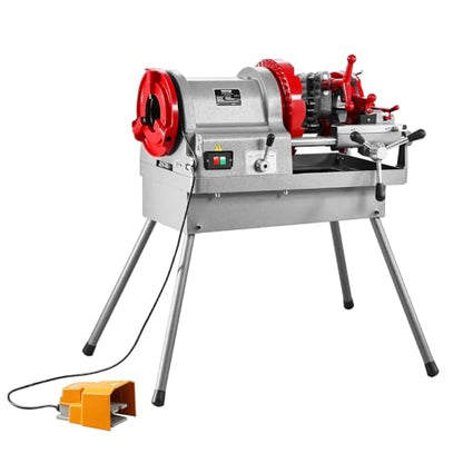 VEVOR Electric Pipe Threader Machine, 900W 2-Speed Threading Cutting Machine, 1/2 to 4 inch Pipes Threading Cutter Tool with Foot Pedal for Plumbing, Automotive Repairs, Metalworking - size: 1/2" - 4"