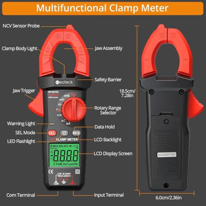 Neoteck Clamp Meter 4000 Counts Amp Meter for AC Current AC/DC Voltage 600A
