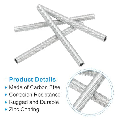 PATIKIL M8 Thread Carbon Steel Lamp Pipe, 10 Set 30 mm/1.18" Hollow Tube Thread Adapter Fasteners Hardware for Lamp Lights Chandelier Ceiling Light DIY, White Zinc Plating - size: M8x30mm
