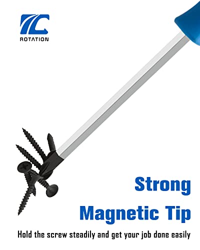 ROTATION 12pc Magnetic Go-Thru Screwdriver Set, 6 Phillips and 6 Flat