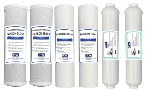 IPW Industries Inc., 2-Pack Puromax PC4 Reverse Osmosis Water Filter Replacement - Carbon & Sediment Filters with Inline Filter for Water Purification
