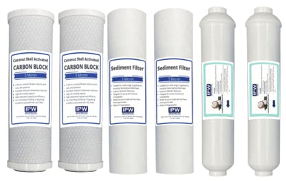 IPW Industries Inc., 2-Pack Puromax PC4 Reverse Osmosis Water Filter Replacement - Carbon & Sediment Filters with Inline Filter for Water Purification