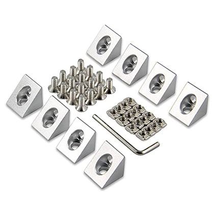 8PCS Silver Angle Sharp Corner Bracket Connector for 6mm Slot Aluminum Extrusion Profile 2020 Series (Angle Corner-Silver-8PCS) - style: Angle Corner-Silver-8PCS