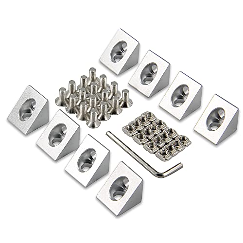 8PCS Silver Angle Sharp Corner Bracket Connector for 6mm Slot Aluminum Extrusion Profile 2020 Series (Angle Corner-Silver-8PCS) - style: Angle Corner-Silver-8PCS