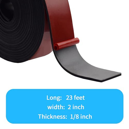 DEVNOL Self-Adhesive Neoprene Rubber Strips 1/8" Thick x 2” Wide x 23' Long, Sealing, Cushioning, Weather Stripping, Gaskets, and DIY Projects, Weatherproof - color: red adhesive backing, size: 1/8" x 2" x 23'