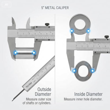 Metal Vernier Caliper Manual Fine Adjustment Measuring Caliper Tools Micrometer Ruler [5inch],Angle Measuring Caliper