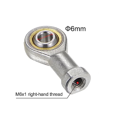 uxcell 4pcs SI6TK PHSA6 M6 Female Rod End Bearing M6x1 Right Hand Thread, Self-Lubricating Joint Rod Ends, Includes Jam Nut - size: M6