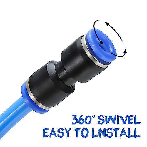 NORJIN100ft Air Line Tubing Kit 5/32 inch or 4mm OD 2.5mm ID Pneumatic Tubing, 38 PCS Compressed Air Line Kit Polyurethane PU Air Hose Pipe Tube and Push to Connect Fittings - size: 4mm OD - 100ft/30m