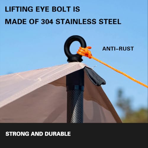 M6 Lifting Eye Bolts, Black Bolts 304 Stainless Steel (10 Pack) - size: M6