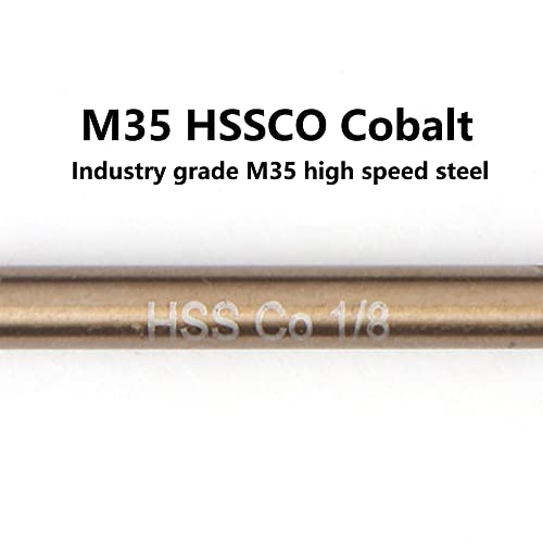 1/8" Cobalt Drill Bits(10PCS), M35 HSSCO High Speed Steel Double Ends Stubby Body Twist Drill Bit Set for Hardened Metal, Stainless Steel, Cast Iron, Plastic and Wood - size: 1/8"(10PCS)