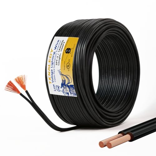 Extension Electrical Wire18/2 SPT-2W Bulk Lamp Cord, 300-Volt 18-Gauge, 100-feet Spool, Black,UL Listed… - color: Black, size: SPT-2W 18/2 100ft