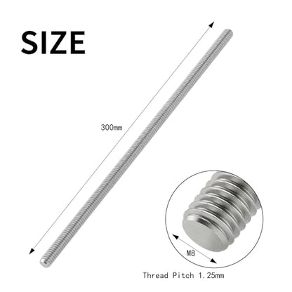 4Pcs Stainless Steel Fully Threaded Rods M8x300mm Right Threads with Nuts - size: M8x300mm