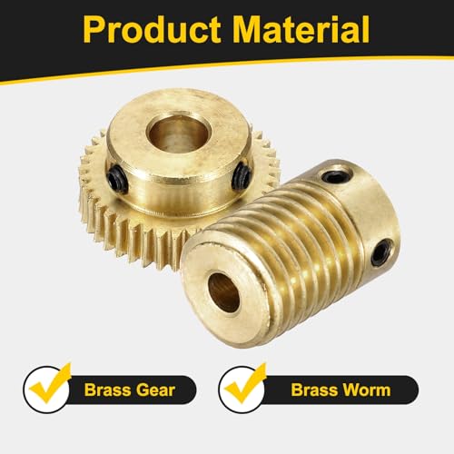 uxcell Worm Gear Set 40T 0.5 Module 1:40 Reduction Rate - size: Gear-6mm, Rod-4mm Bore, style: 0.5M-40T
