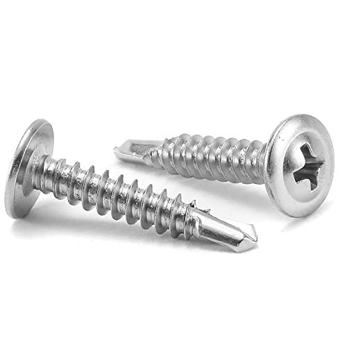 #10 x 1 Sheet Metal Screws 500PCS 410 Stainless Steel Truss Head Fast Self Tapping Screws by SG TZH - color: Silver, size: #10 x 1"