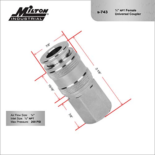 Milton 5 In ONE Universal Quick-Connect Coupler, 1/4" FNPT