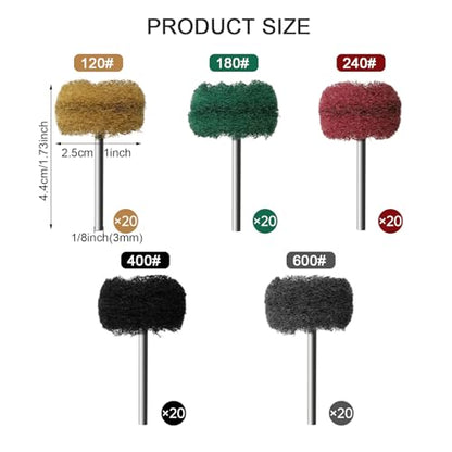 Abrasive Polishing Wheels 100 Pack, Durable 1 Inch Buffing Wheels, Metal Polishing and Deburring Kit for Rotary Tools