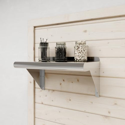 AmGood 10 in. Deep x 16 in. Wide Stainless Steel Wall Mount Shelf with Backsplash - Laundry, Coffee Station & Garage Storage | NSF 18-Gauge 430, Holds 170 lbs | Bullnose Edge, Brackets Included - size: 16 in. x 10 in.