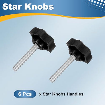 HARFINGTON 6Pcs Star Knob Handle M6 x 35mm Male Thread Metric Carbon Steel - size: M6 x 35mm