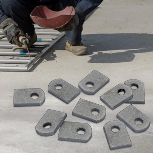 Weld on Tabs, Steel Shock Basic Weld Tab, Universal Weld on Tabs Flat Bottom Mount with a 3/8" Hole.1-1/2" Height, 1" Wide, 3/16" Thick Pack Of 10 Tabs Steel Mounting Bracket OywhC-1 - color: Flat Mount-Small 3/16" Thick