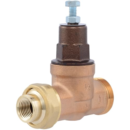 Cash Acme 1/2 Inch EB45 Single Union Pressure Regulating Valve (PRV), Metal Top, 45 PSI, 24462-0045 - size: 1/2 in., style: Metal Top, 45 PSI, NPT Gauge Port