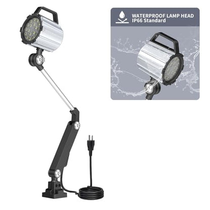 New Led Wood Lathe Light, 20W Machine Lamp, 2000 Lumens Flexible Work Light for Wood Lathe, Drill Press, 110-220v - size: 20w robot arm light