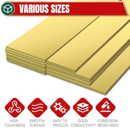 1/8" x 2" x 8" Brass Bar Stock, 3x50x200mm Solid Brass Flat Bar for Knife Making, Scales, Spacers, DIY Crafts, Models and Repair - size: 2" Width x 8" Length, style: 1/8" Thickness