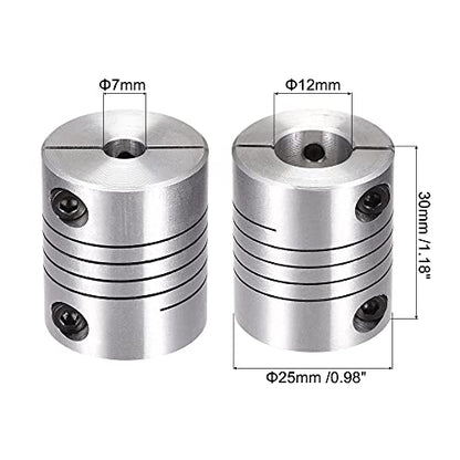 uxcell Motor Shaft 7mm to 12mm Helical Beam Coupler Coupling 25mm Dia 30mm Length - size: 7mm to 12mm