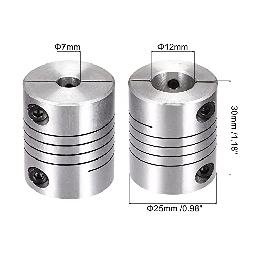 uxcell Motor Shaft 7mm to 12mm Helical Beam Coupler Coupling 25mm Dia 30mm Length - size: 7mm to 12mm