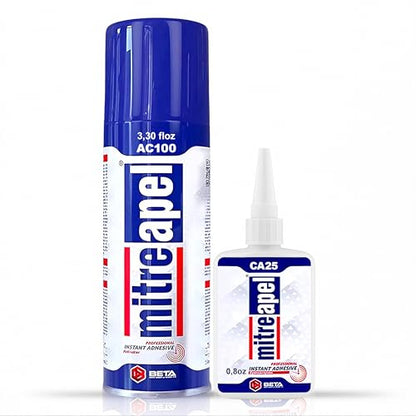 MITREAPEL CA Glue with Activator (0.80oz-3.30fl oz) Instant Bond Professional Cyanoacrylate Adhesive and Super Glue Accelerator for Woodworking, Ceramic, 3D Printing, Glass, DIY&Craft, Plastic,Repair - size: 1 Pack