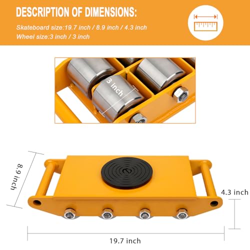FAHKNS 360° Rotation Machinery Moving Skate 26400 LBS Load Capacity