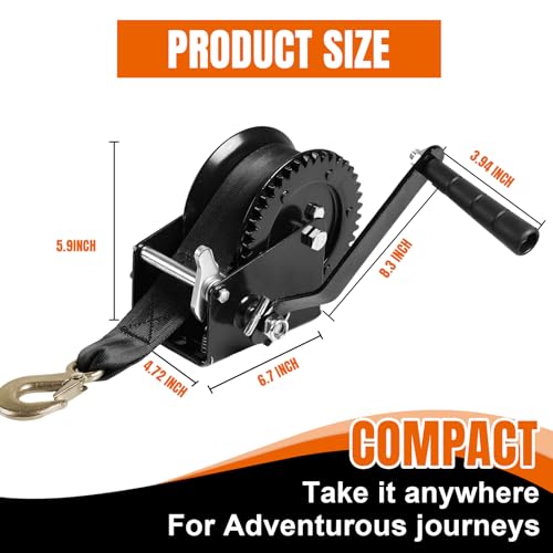 Jack Boss 1200 lbs Hand Winch - size: 1200 lbs