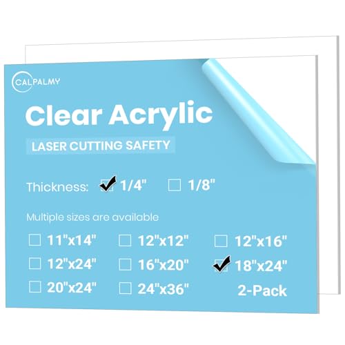 CALPALMY 18 x 24 x 1/4 inch Clear Cast Acrylic Plexiglass Sheet, 2-Pack - color: Clear (Laser Cut), size: 18x24", 1/4" Thick