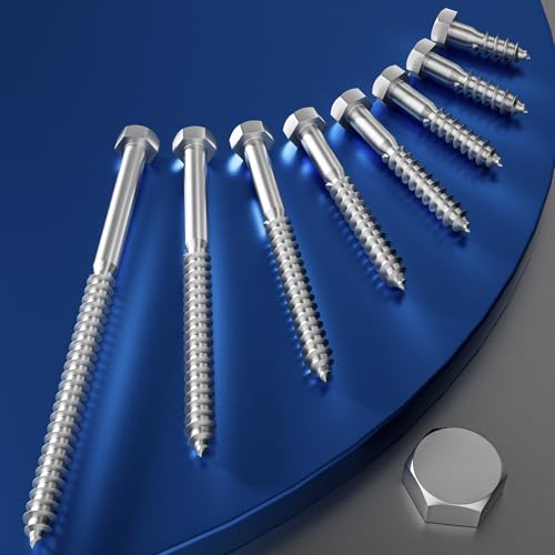Wensilon Lag Screws Wood Screws (8PCS, 1/2"x6", Silver) Hex Head Lag Bolts,(12x150) Heavy Duty Lag Screws,304 Stainless Steel Bolts 18-8 - color: Silver, size: 1/2"x6"