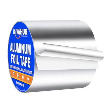 Aluminum Foil Tape, 4in x 65ft 3.9Mil, Heavy Duty HVAC Tape - size: 4 inch x 65ft