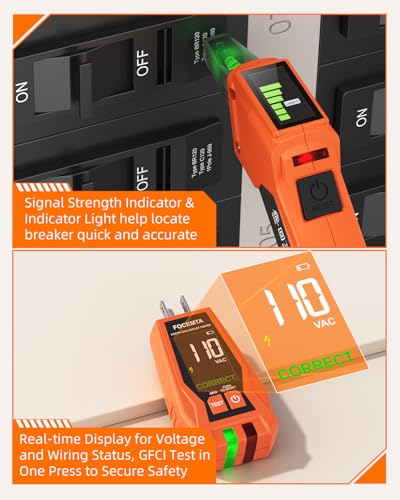 Circuit Breaker Finder Kit with GFCI Outlet Tester for 90-135V AC Circuits,includes Light Socket Adapter, 3-2 Prong Grounding Adapter & Clip adapter,Portable Electrical Tool with Carrying Case