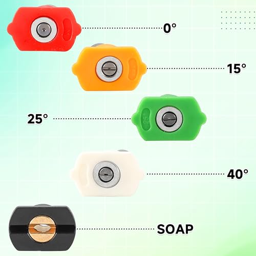 Pressure Washer Tips, 25 Degree Green Nozzle for Clean Cars, 7 Pack - color: Green