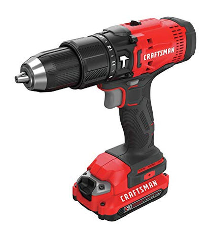 CRAFTSMAN V20 Cordless Hammer Drill Kit, 1/2 inch, 2 Batteries and Charger Included (CMCD711C2) - style: Hammer Drill Kit Only