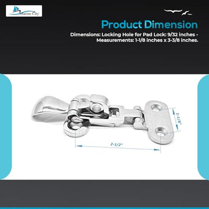 Marine City Locker Hatch Anti-Rattle Toggle Latch – 316 Stainless Steel, Corrosion-Resistant, Durable Fastener for Boats, Yachts, RVs, and Kayaks (Pack of 1)