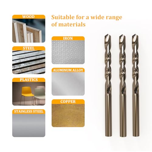 10 Pcs 5mm M35 Cobalt Drill Bits, Jobber bits for Steel & Metal - size: 5mm