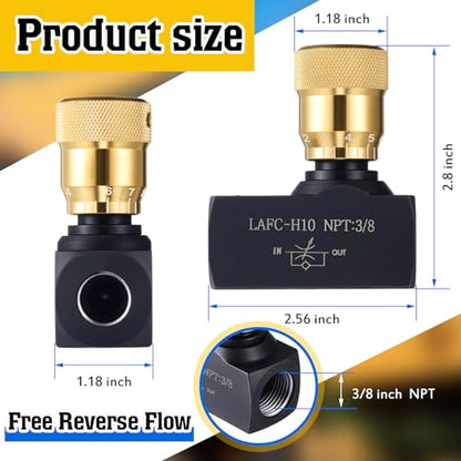 Pelopy 3/8 Inch NPT Hydraulic Flow Control Needle Valve, Free Reverse Flow - size: 3/8 Inch
