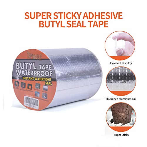 TAPEBEAR Butyl Tape Aluminum Waterproof Sealing Tape 6" x 16Feet - size: 150mm x 5m