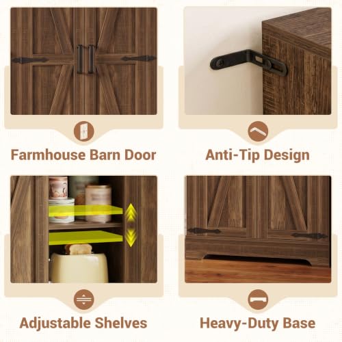 Unikito Kitchen Pantry Cabinet with Adjustable Shelves, Weathered Brown - color: Weathered Brown, size: 43.3"H - 2 Pack