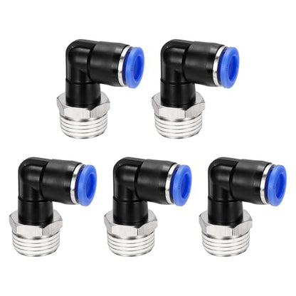 5Pcs Male Elbow Push to Connect Fitting Fit 10mm OD Tube 1/2" NPT - color: Blue, size: 10mm OD x 1/2" NPT