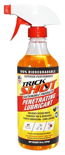 Trick Shot - 3-in-1 Penetrating Lubricant Oil - Biobased Food Grade Industrial Oil for Parts, Rust and Corrosion Remover, Anti-Seize Lubricant Protects Metal Surfaces, Degreases & Cleans - 16 oz - size: 16 Fl Oz, style: 1-Pack