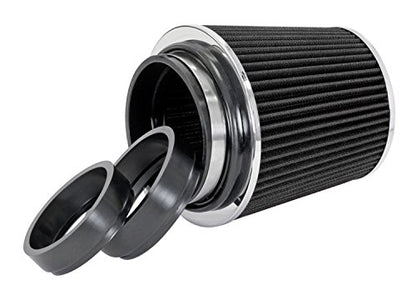 Spectre Universal Clamp-On Air Filter: High Performance, Washable Filter: Round Tapered; 3 in/3.5 in/4 in Flange ID; 6.719 in (171 mm) Height; 6 in (152 mm) Base; 4.75 in (121 mm) Top, SPE-8131, Black