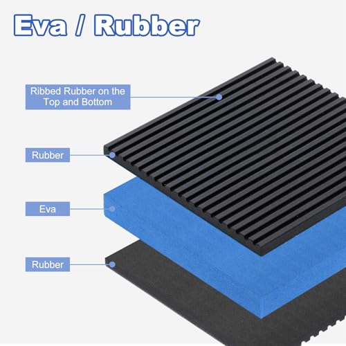 uxcell 8pcs Anti Vibration Pads for Washing Machine, 3" x 3" x 7/8" Vibration Damping Pads Sound Isolation Ribbed Rubber Mats with EVA Center Vibration Isolation Pads, Black/Blue - size: 3" x 3" x 7/8"