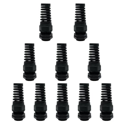 LeMotech 10Pcs NPT 3/8" IP68 Waterproof Cable Gland Flex Spiral Strain Relief Black Nylon Joint with Gaskets for 5-10mm Wire Thread - color: Black, size: NPT 3/8" (10-Pack)