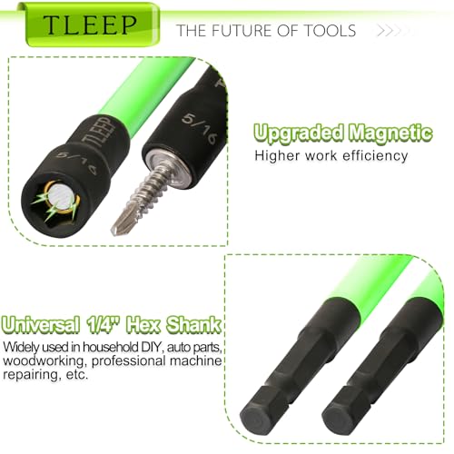 150mm 5/16" Magnetic Nut Driver Set for Impact Drill, 1/4" Hex Shank - size: E.5/16"