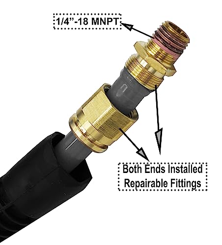 YOTOO Polyurethane Recoil Air Hose 3/8" Inner Diameter by 25' Long with Bend Restrictor, Repairable 1/4" Industrial Quick Coupler and Plug, Gray - size: 25 FT
