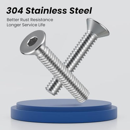 1/4-20 Bolt, 1/4-20 x 1-1/4 Inch Flat Socket Head Screws 50Pcs, 304 Stainless Steel 18-8 Countersunk Bolts, Full Thread, with Hex Spanner - size: 1/4x1-1/4